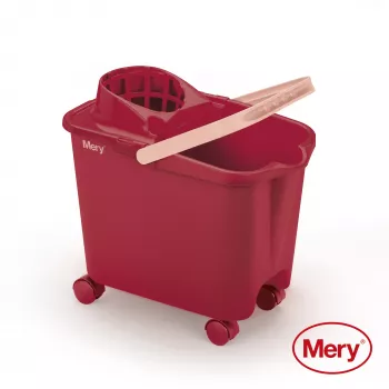 Balde MERY 14L com rodas encaixáveis vermelho