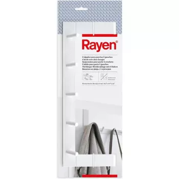 Cabide de porta RAYEN para pendurar / 5 ganchos / branco