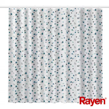 Cortinado de duche RAYEN 180x200cm branco/azul, poliéster
