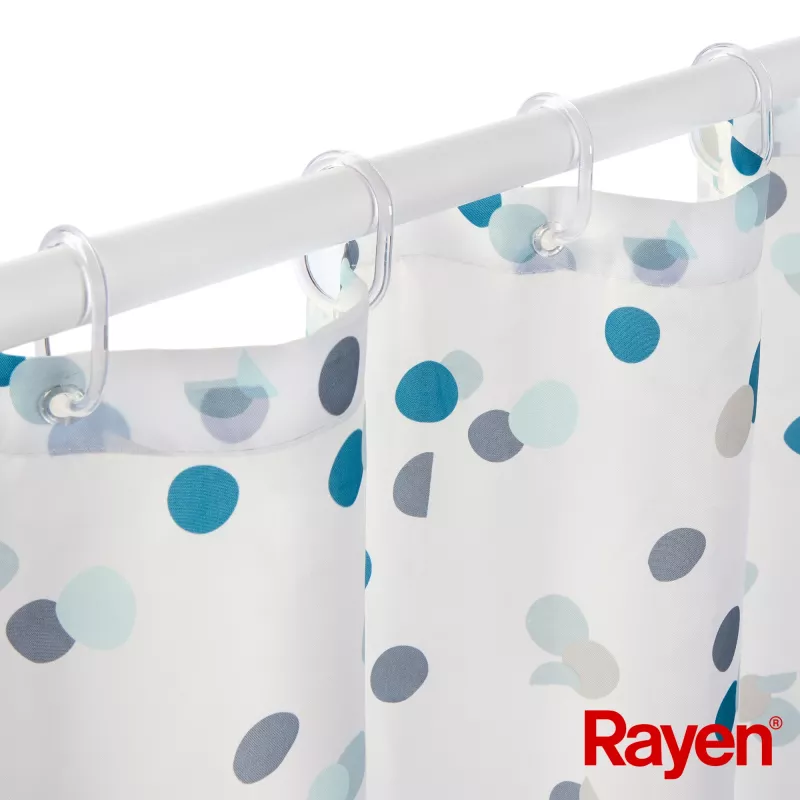 Cortinado de duche RAYEN 180x200cm branco/azul, poliéster