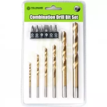 FIELDMANN FDV 9004 Conjunto de 12 pontas de broca e chave de fendas com suporte magnético, brocas HSS e para madeira, Phillips, Pozidriv, fenda, mala de armazenamento