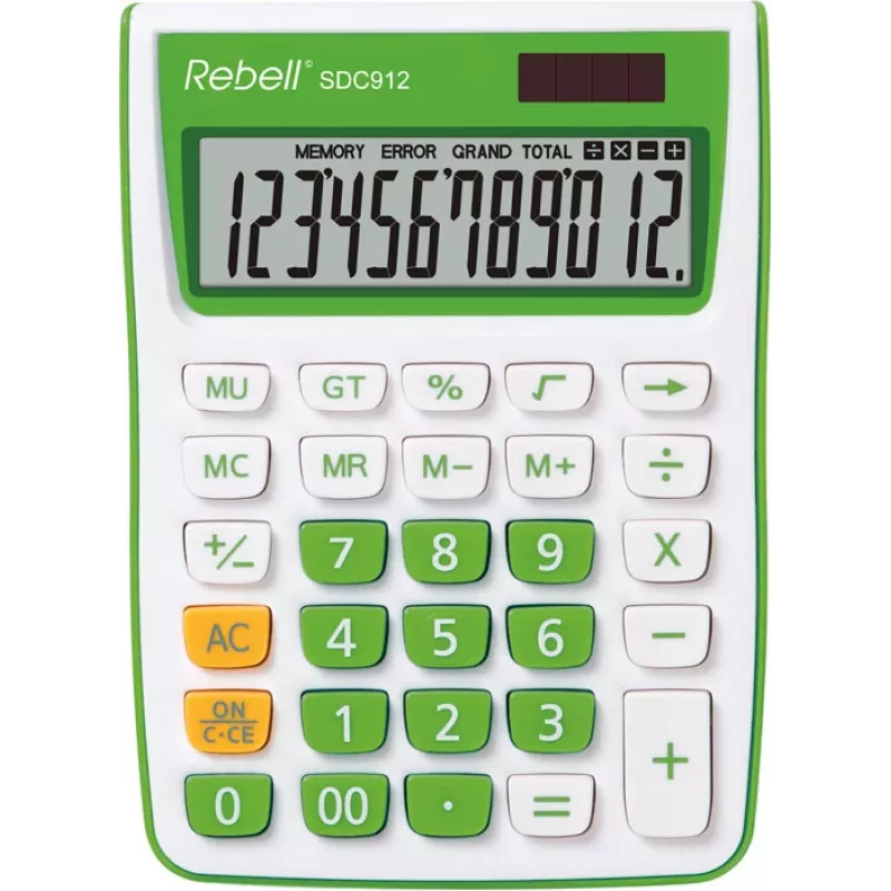 REBELL RE-SDC912GR BX calculadora de bolso semi-desktop 12 dígitos alimentação dupla cinzento