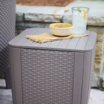 KETER mesa de jardim/caixa de arrumação Luzon Flat Wicker bege