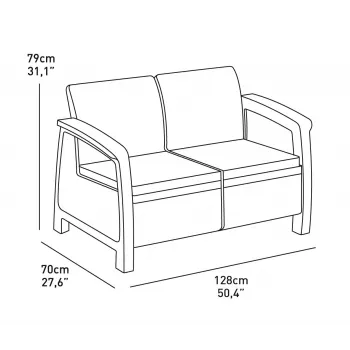 Sofá de jardim KETER Corfu Love Seat duplo castanho