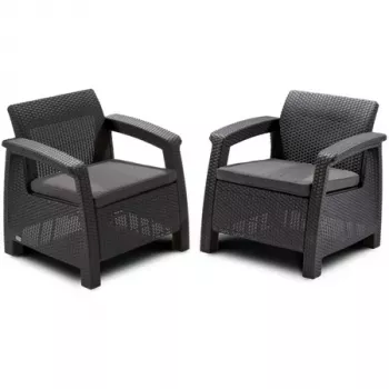 Cadeiras de jardim KETER Corfu Duo Set cinzento
