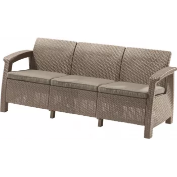 Sofá de jardim KETER Corfu Love Seat Max bege de três lugares