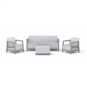 Conjunto de mobiliário de jardim KETER Scandi Linea conjunto de 3 lugares cinzento-claro/cinzento-aço-escuro