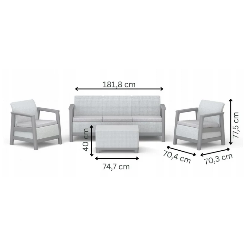 Conjunto de mobiliário de jardim KETER Scandi Linea conjunto de 3 lugares cinzento-claro/cinzento-aço-escuro