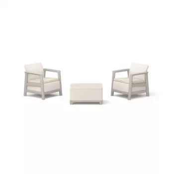 Conjunto de mobiliário de jardim KETER Scandi Linea conjunto de varanda cinzento-cascalho/bege-claro