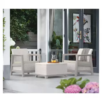 Conjunto de mobiliário de jardim KETER Scandi Linea conjunto de varanda cinzento-cascalho/bege-claro