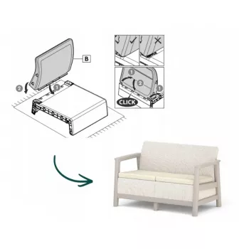 Sofá de jardim KETER Scandi Linea 2 lugares cinzento-cascalho/bege-claro