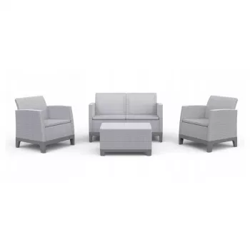 Conjunto de mobiliário de jardim KETER Scandi Forma conjunto de 2 lugares cinzento-claro/cinzento-aço-escuro