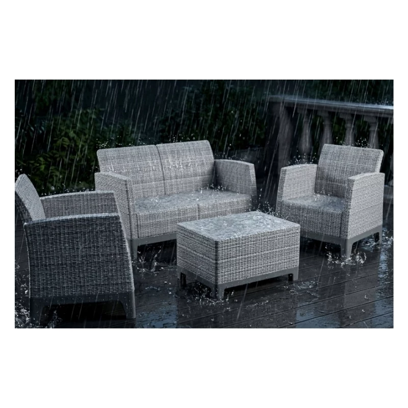Conjunto de mobiliário de jardim KETER Scandi Forma conjunto de 2 lugares cinzento-claro/cinzento-aço-escuro