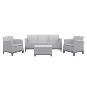 Conjunto de mobiliário de jardim KETER Scandi Forma conjunto de 3 lugares cinzento-claro/cinzento-aço-escuro