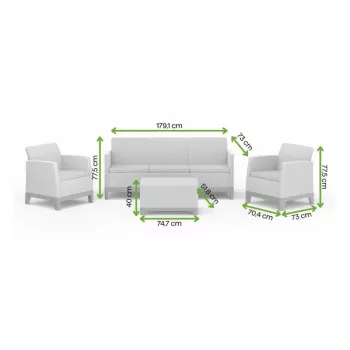 Conjunto de mobiliário de jardim KETER Scandi Forma conjunto de 3 lugares cinzento-claro/cinzento-aço-escuro