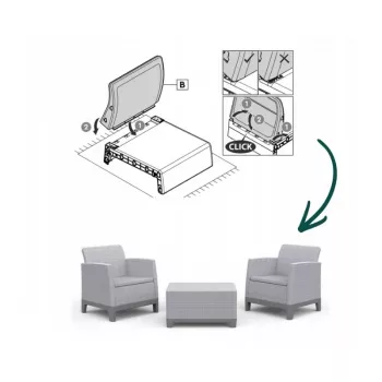 Conjunto de mobiliário de jardim KETER Scandi Forma conjunto de varanda cinzento-claro/cinzento-aço-escuro