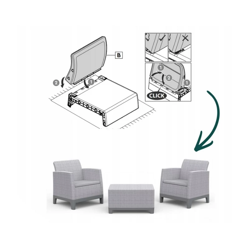 Conjunto de mobiliário de jardim KETER Scandi Forma conjunto de varanda cinzento-claro/cinzento-aço-escuro