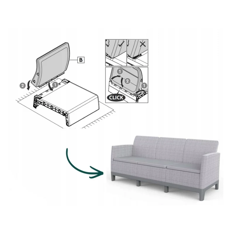 Sofá de jardim KETER Scandi Form 3 lugares cinzento-claro/cinzento-aço-escuro