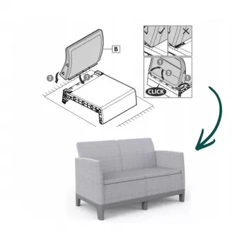 Sofá de jardim KETER Scandi Form 2 lugares cinzento-claro/cinzento-aço-escuro