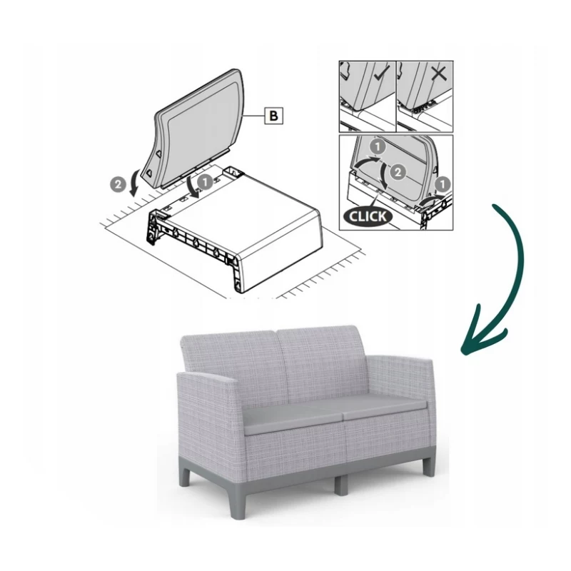 Sofá de jardim KETER Scandi Form 2 lugares cinzento-claro/cinzento-aço-escuro