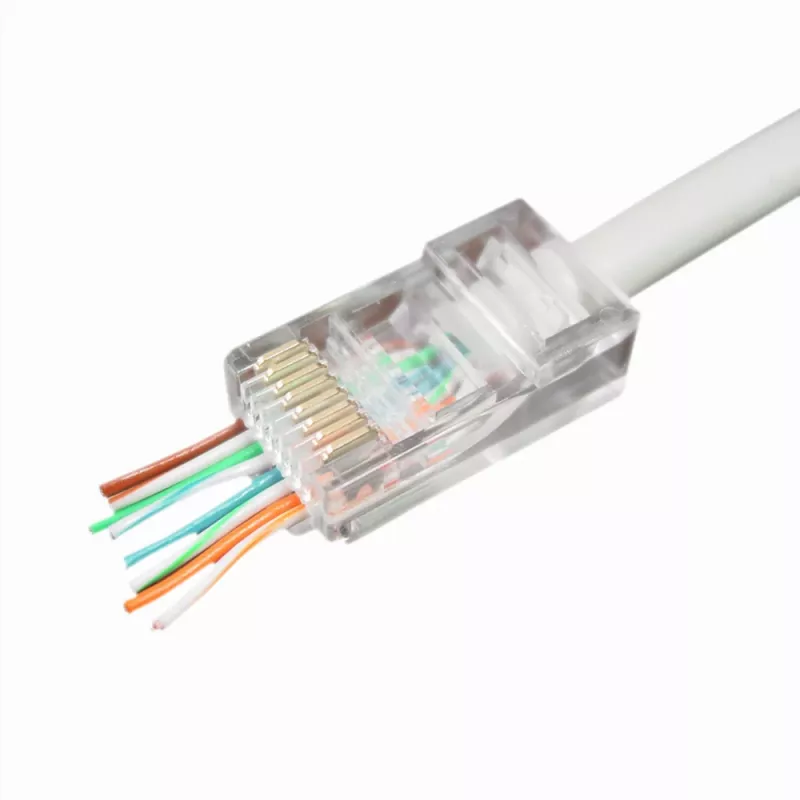 Ficha modular universal de passagem Gembird Cablexpert UTP 8P8C RJ45, para condutores até 24 AWG, 10 unid. por saco (LC-PTU-01/10)