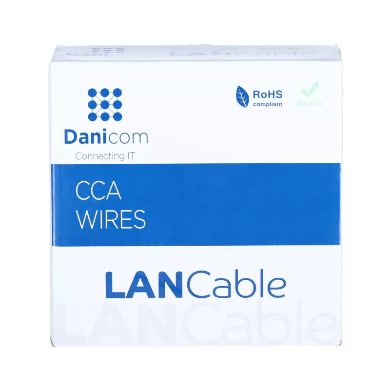 Cabo maciço DSIT CAT5e U/UTP 50m CCA em rolo, cinzento (DC-UTP5CCA50S-GRY)