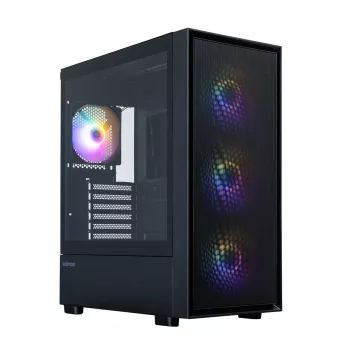 Zalman S6 Caixa de PC ATX Mid Tower, 3 ventoinhas RGB fixas de 140mm + 1 de 120mm, Vidro temperado, Preto