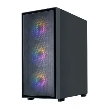 Zalman S6 Caixa de PC ATX Mid Tower, 3 ventoinhas RGB fixas de 140mm + 1 de 120mm, Vidro temperado, Preto