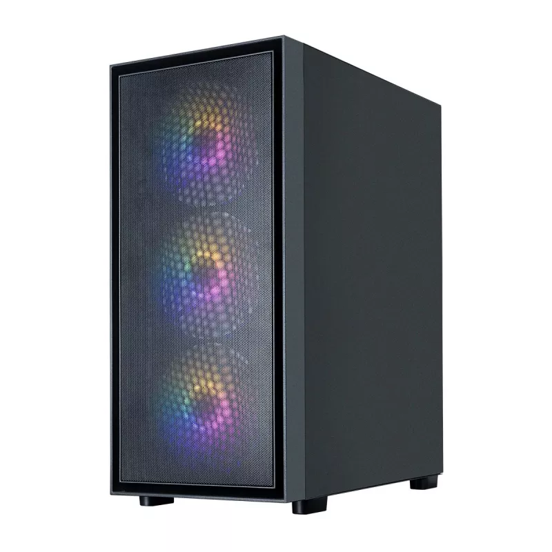 Zalman S6 caixa de PC ATX Mid Tower, 3 x 140mm + 1 x 120mm ventoinhas RGB fixas, vidro temperado, preto