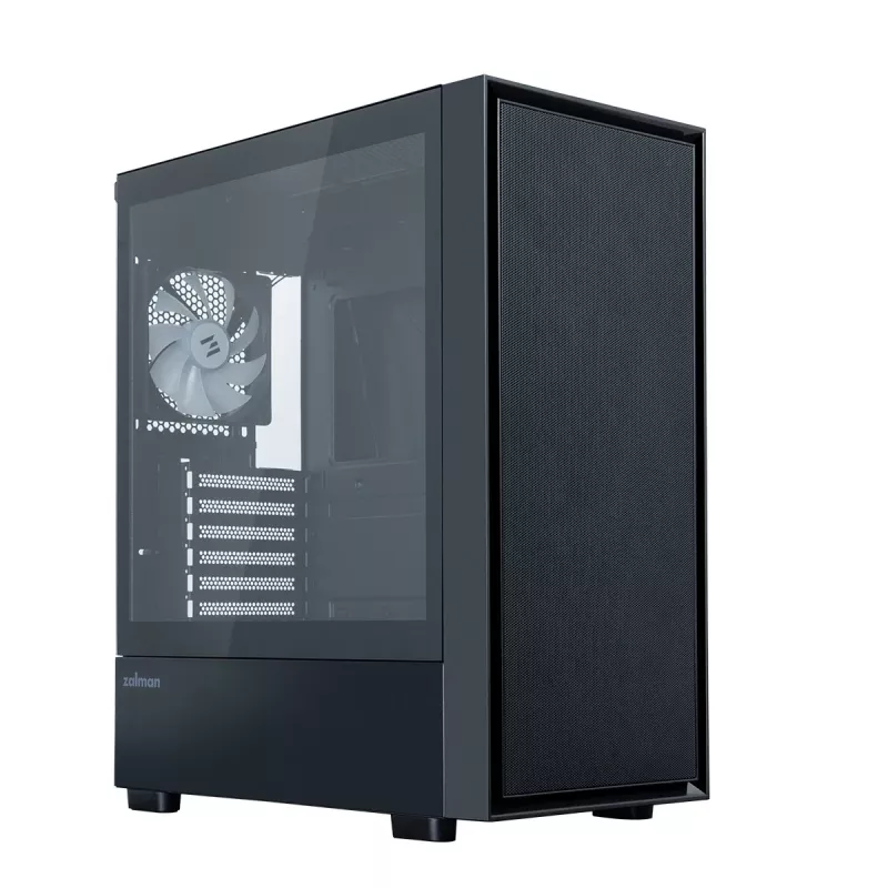 Zalman S6 caixa de PC ATX Mid Tower, 3 x 140mm + 1 x 120mm ventoinhas RGB fixas, vidro temperado, preto