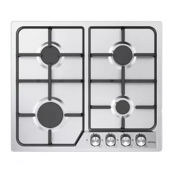 Fogão a gás independente ISEASY MGBG-604C com forno de 65L e grelhador, aço inoxidável