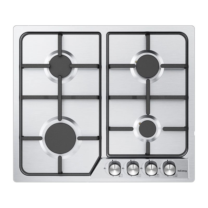 Fogão a gás independente ISEASY MGBG-604C com forno de 65L e grelhador, aço inoxidável