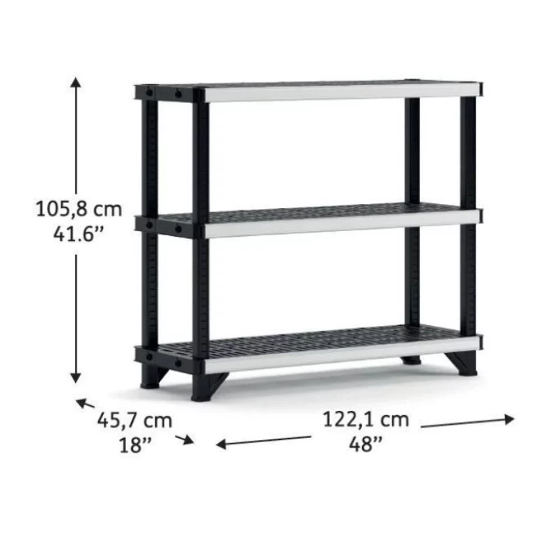 Estante KETER Fused 3 níveis 122,1x45,7x105,8cm preto