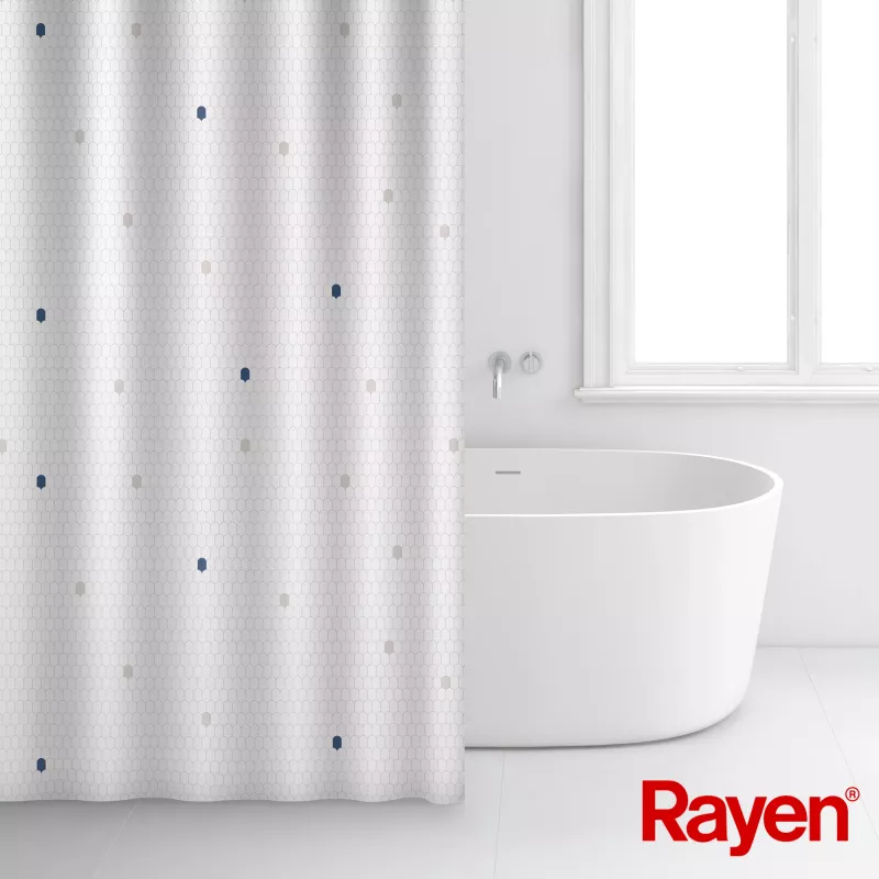 Cortinado de duche RAYEN 180x200cm branco, poliéster