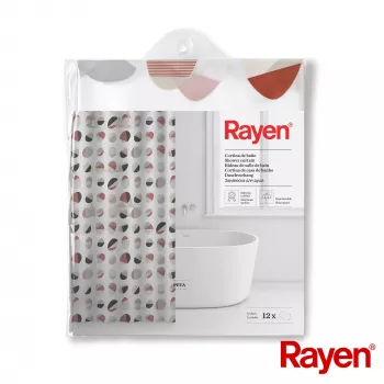 Cortinado de duche RAYEN 180x200cm branco/canelado, PEVA