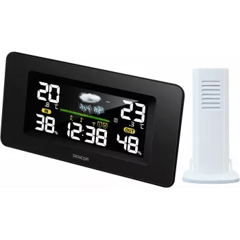 Estação meteorológica SENCOR SWS 5270 com sensor exterior sem fios, LCD a cores, relógio controlado por rádio