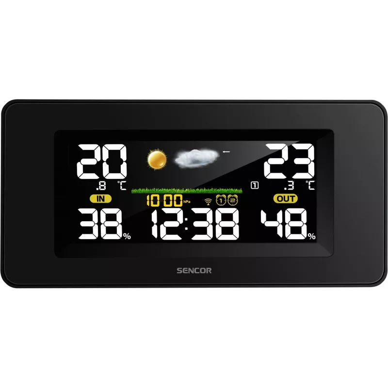 Estação meteorológica SENCOR SWS 5270 com sensor exterior sem fios, LCD a cores, relógio controlado por rádio