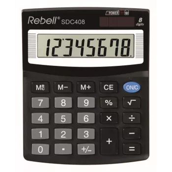 Rebell SDC408 calculadora de secretária compacta, 8 dígitos, preto