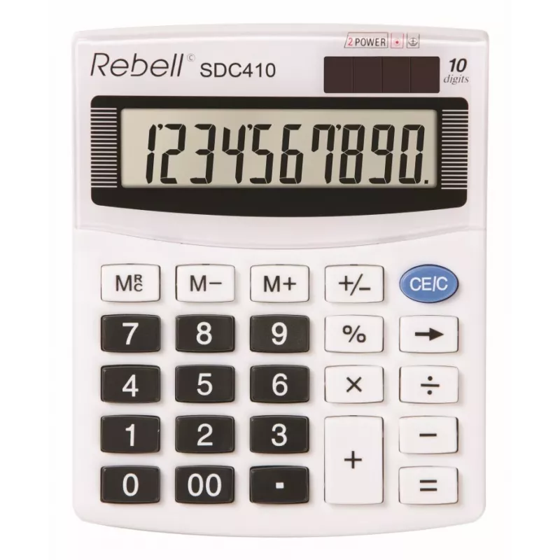 REBELL RE-SDC410 BX calculadora de secretária compacta, LCD de 10 dígitos, alimentação dupla (solar e pilha), preto
