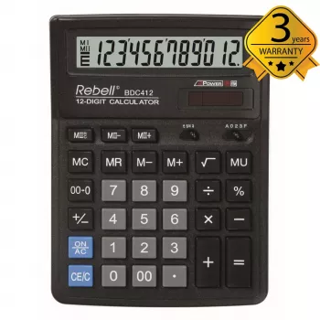 REBELL RE-BDC412 BX calculadora de secretária 12 dígitos alimentação dupla preto
