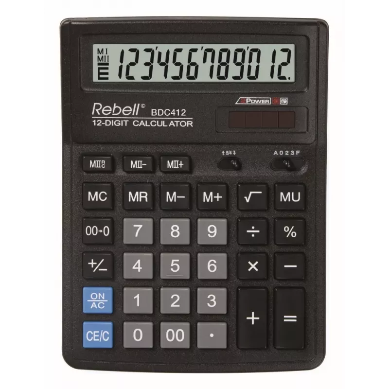 REBELL RE-BDC412 BX calculadora de secretária 12 dígitos alimentação dupla preto