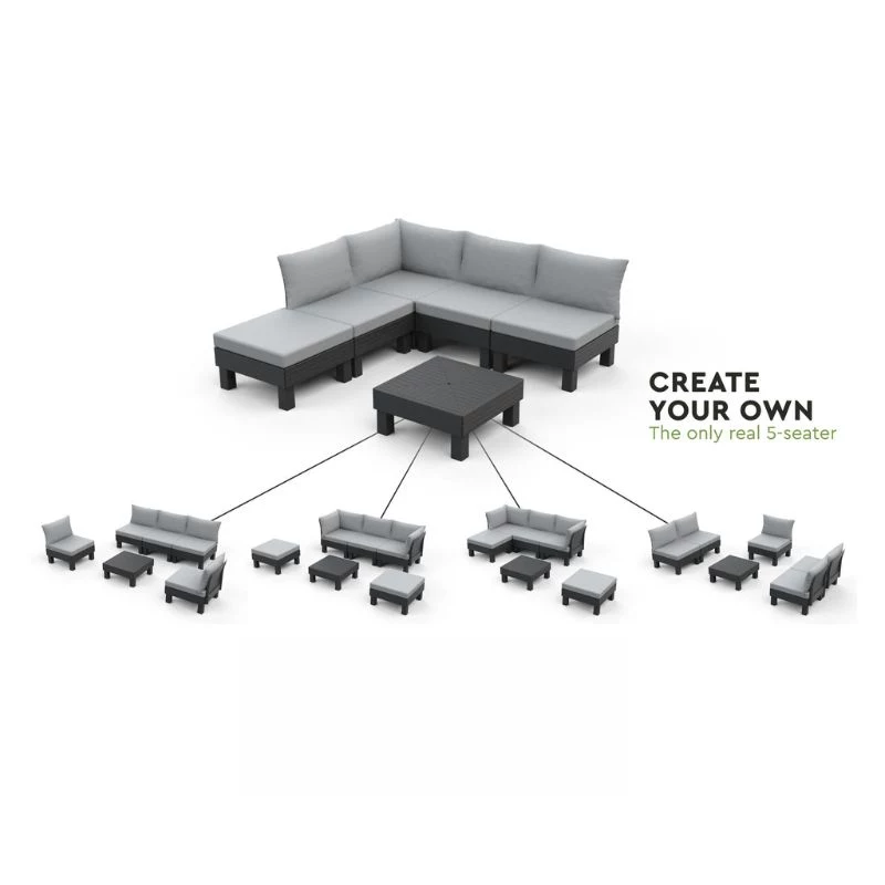 KETER banco/mesa de jardim Element com almofada cinzento/cinzento-claro
