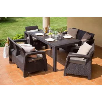 Conjunto de mobiliário de jardim KETER Corfu Fiesta castanho
