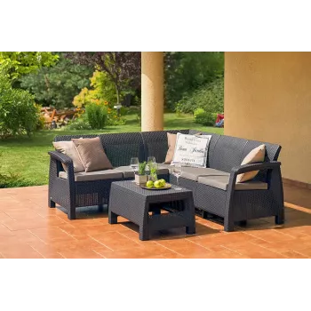 Conjunto de mobiliário de jardim KETER Corfu Relax castanho
