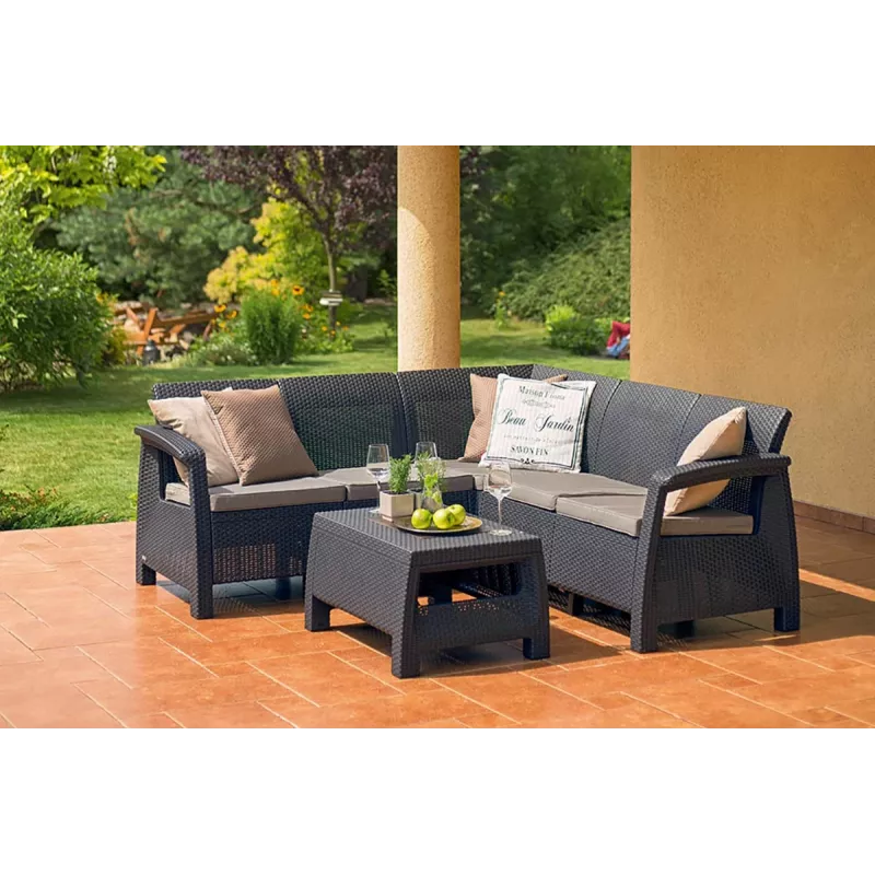 Conjunto de mobiliário de jardim KETER Corfu Relax castanho