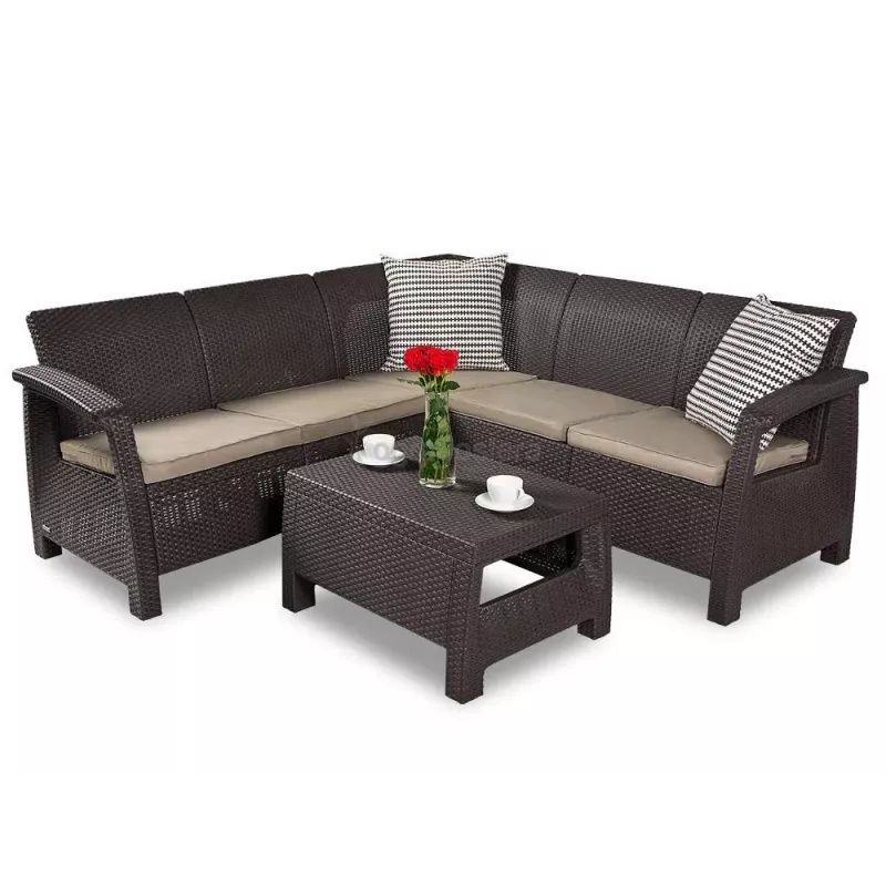 Conjunto de mobiliário de jardim KETER Corfu Relax castanho