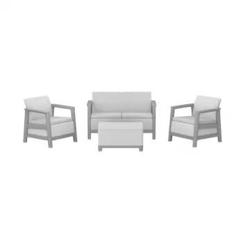 Conjunto de mobiliário de jardim KETER Scandi Linea conjunto de 2 lugares cinzento-claro/cinzento-aço-escuro