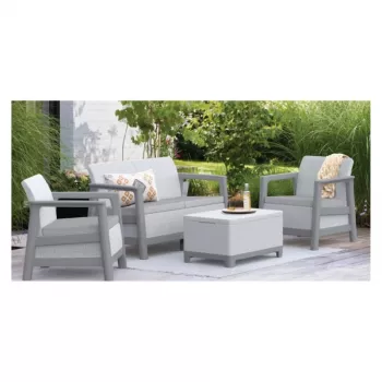 Conjunto de mobiliário de jardim KETER Scandi Linea conjunto de 2 lugares cinzento-claro/cinzento-aço-escuro