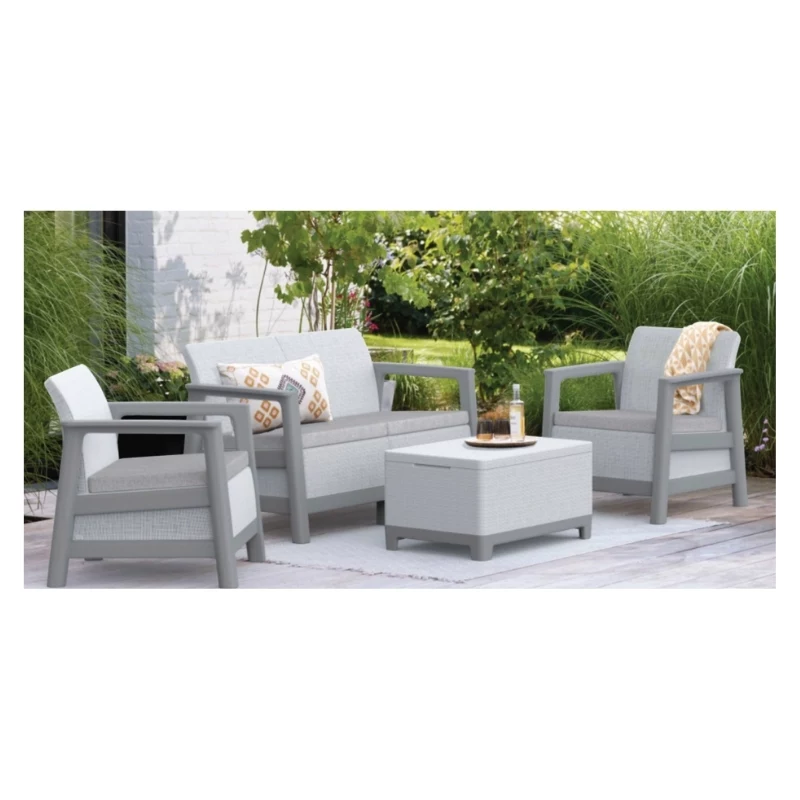 Conjunto de mobiliário de jardim KETER Scandi Linea conjunto de 2 lugares cinzento-claro/cinzento-aço-escuro