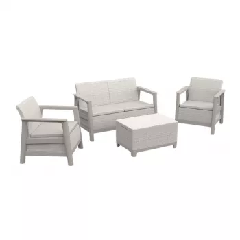 Conjunto de mobiliário de jardim KETER Scandi Linea conjunto de 2 lugares cinzento-seixo/bege-claro
